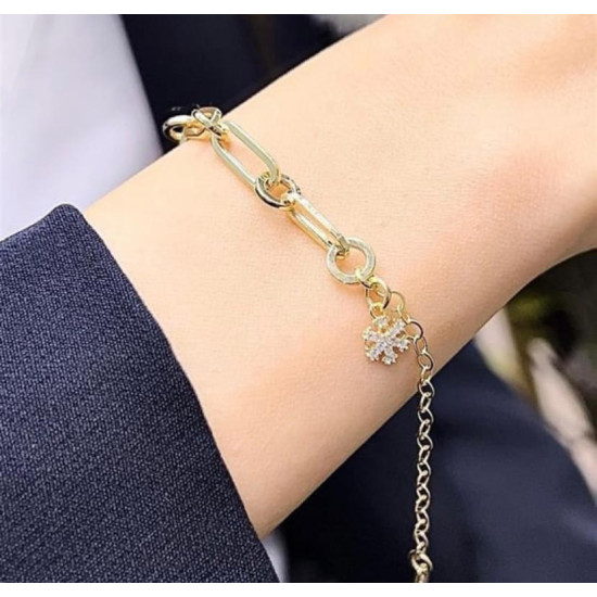 14 Ayar Altın Kaplama İtalyan Tasarım Gümüş Bileklik