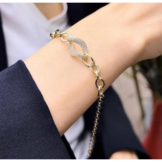 14 Ayar Altın Kaplama İtalyan Tasarım Gümüş Bileklik