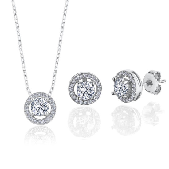 Pırlanta Mont&uuml;r Tektaş G&uuml;m&uuml;ş İkili Set